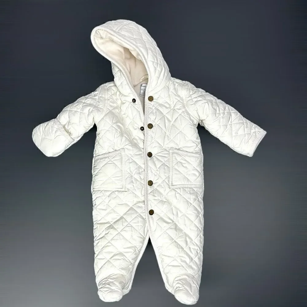 Ralph Lauren Quilted White Baby Snowsuit Puffer Jumper One-peace Size 6M